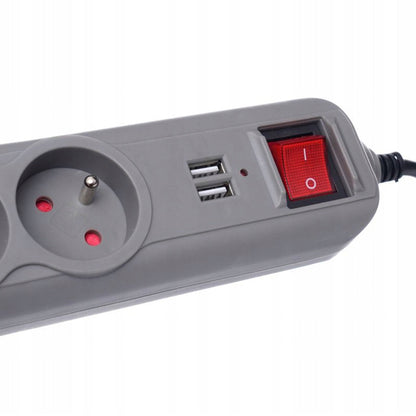 eMESERIASUL.RO Prelungitor electric 1.5m cu intrerupator KRAFTMEN K4033, 5 prize, 2 mufe USB, POZA 8
