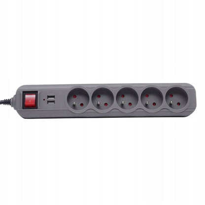 eMESERIASUL.RO Prelungitor electric 1.5m cu intrerupator KRAFTMEN K4033, 5 prize, 2 mufe USB, POZA 6
