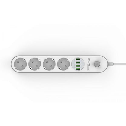 eMESERIASUL.RO Prelungitor electric 2m cu intrerupator KRAFTMEN K4030 4 prize, 4 mufe USB, POZA 4