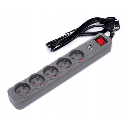 eMESERIASUL.RO Prelungitor electric cu 5 prize, 2 mufe USB si intrerupator KRAFTMEN K4034, lungime 3m, POZA 1
