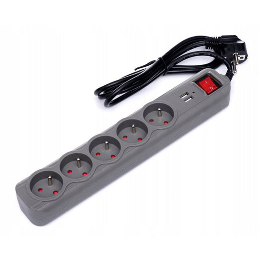 eMESERIASUL.RO Prelungitor electric cu 5 prize, 2 mufe USB si intrerupator KRAFTMEN K4034, lungime 3m, POZA 1