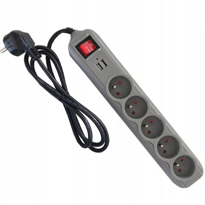 eMESERIASUL.RO Prelungitor electric cu 5 prize, 2 mufe USB si intrerupator KRAFTMEN K4034, lungime 3m, POZA 2