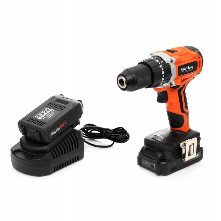 eMESERIASUL.RO SET Masina de insurubat si gaurit cu acumulator KRAFTMEN K1728, 1400RPM, 20V, mandrina 13mm, include 2 acumulatori, POZA 2
