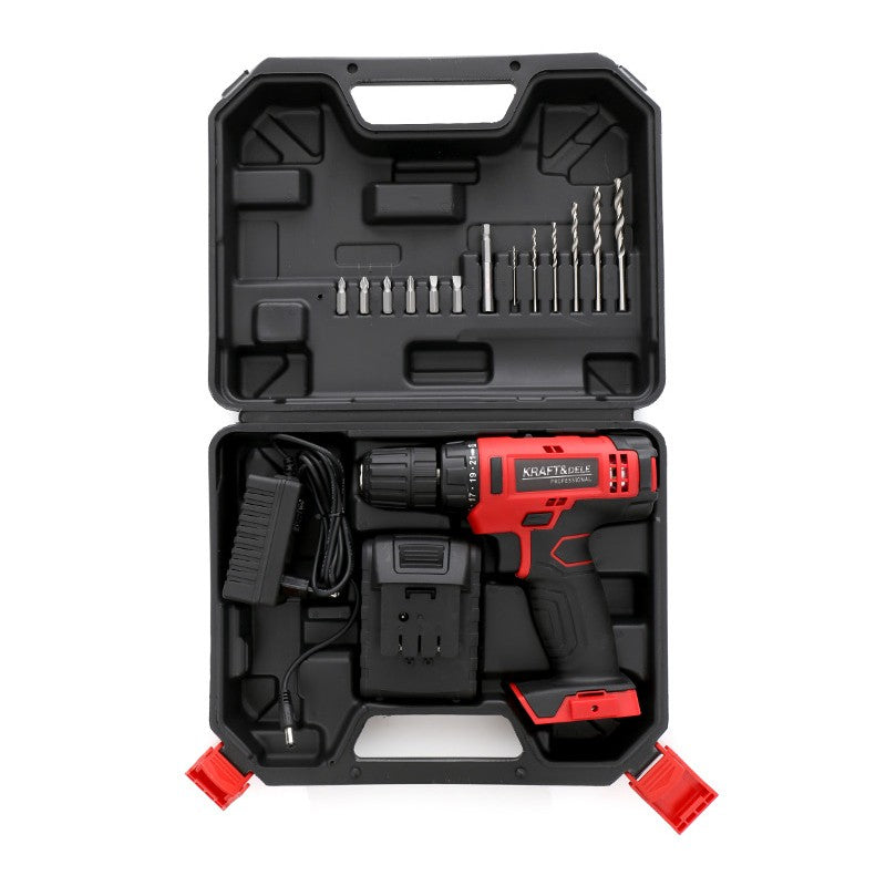 eMESERIASUL.RO SET Masina insurubat si gaurit pe acumulator KRAFTMEN K1566, 1350RPM, include 1 acumulator 18V, 6 burghie si 6 biti, POZA 9