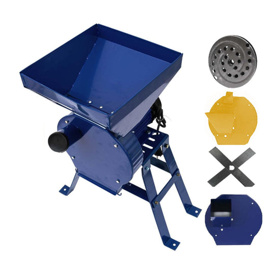 eMESERIASUL.RO Set Moara cereale, stiuleti, lucerna si fructe/legume (4 in 1), Alpin-PROFI, 3.9KW, Albastra, CUVA MARE, + Suport metal, POZA 1
