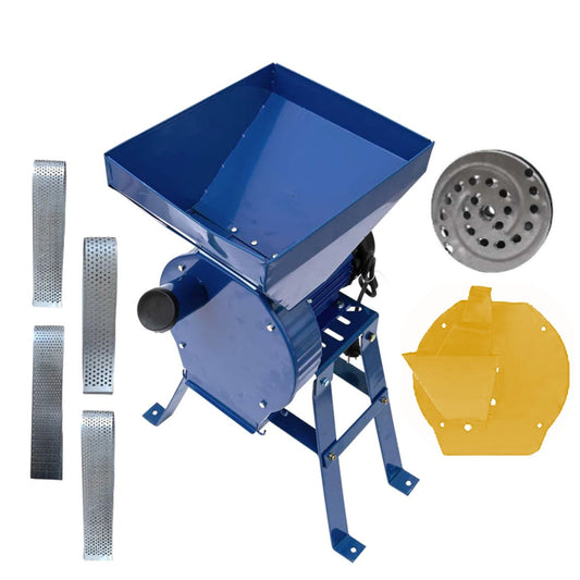 eMESERIASUL.RO Set Moara cereale, stiuleti si fructe-legume (3 in 1) Alpin-PROFI seria E, 3.9kW, Albastra, cu ciocanele, CUVA MARE si suport cu picioare, POZA 1
