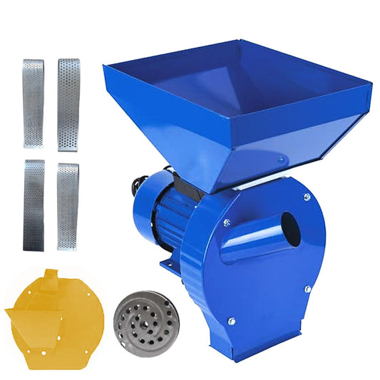 eMESERIASUL.RO Set Moara cereale, stiuleti si legume (3 in 1) Alpin-PROFI seria E, 3.9kW, Albastra cu ciocanele, CUVA MARE si razatoare legume-fructe, POZA 1