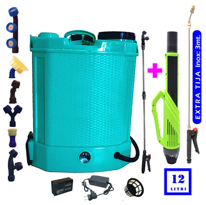 eMESERIASUL.RO Set Pompa de stropit cu acumulator Pandora 12L + Atomizor + Set Lance telescopica stropit de 3m, vermorel, POZA 2
