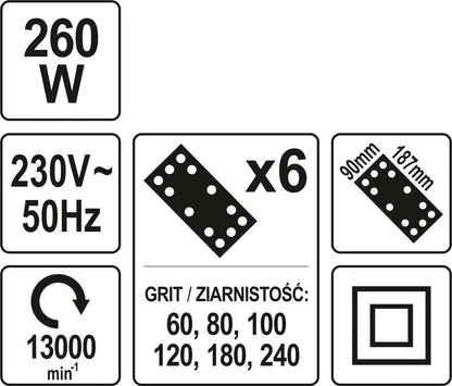 eMESERIASUL.RO Slefuitor cu vibratii Yato YT-82230, 187x90 mm, 260 W, 187x90 mm, POZA 5